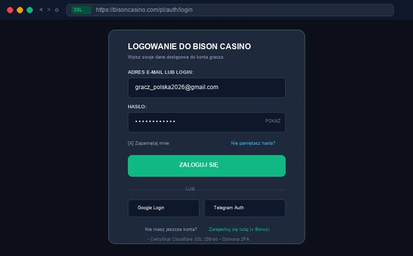 Bison Casino Login :  mobilna autoryzacja i logowanie biometryczne