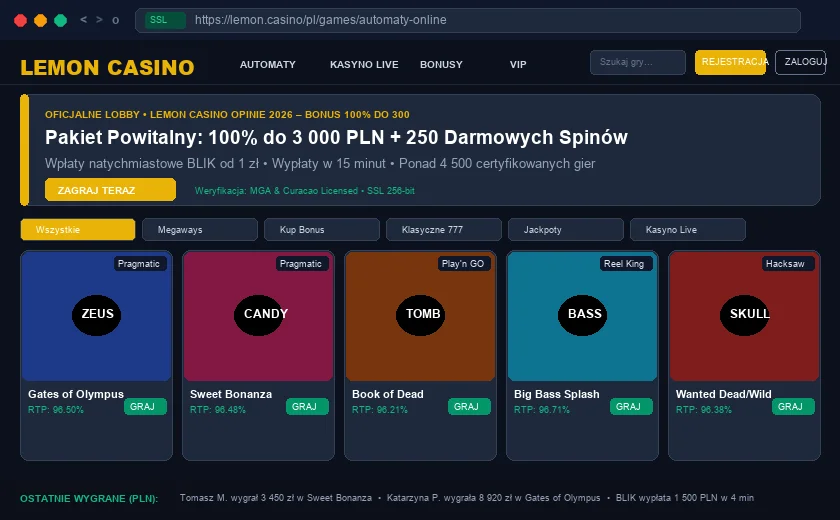 Lemon Casino :  oficjalne lobby i gry w kasynie