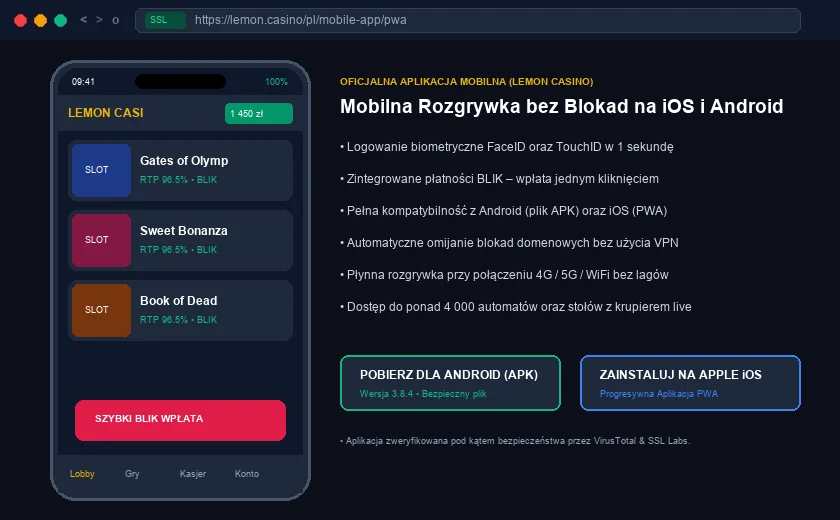 Lemon Casino :  aplikacja mobilna i gra na telefonie