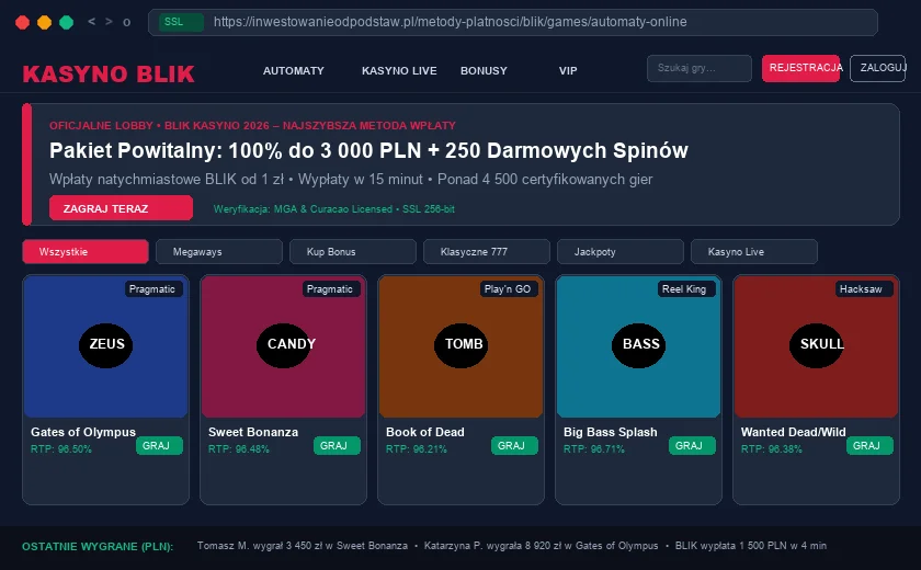 Blik :  formularz wpłaty kodem 6-cyfrowym