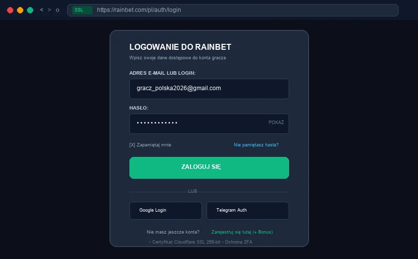 Rainbet Login :  mobilna autoryzacja i logowanie biometryczne