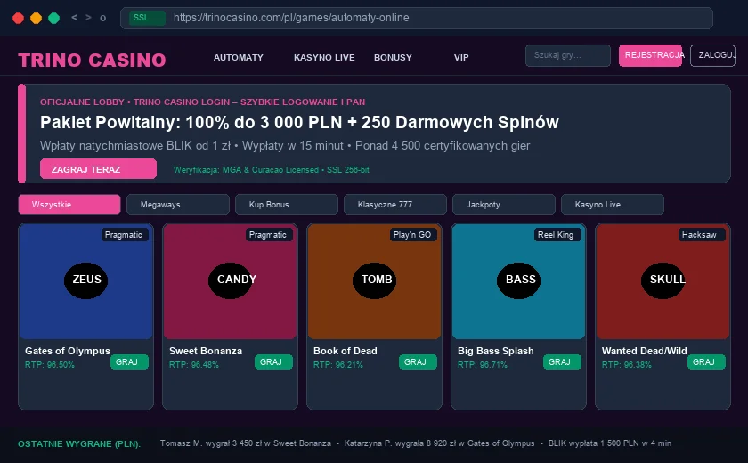 Trino Casino Login :  oficjalny formularz autoryzacji gracza