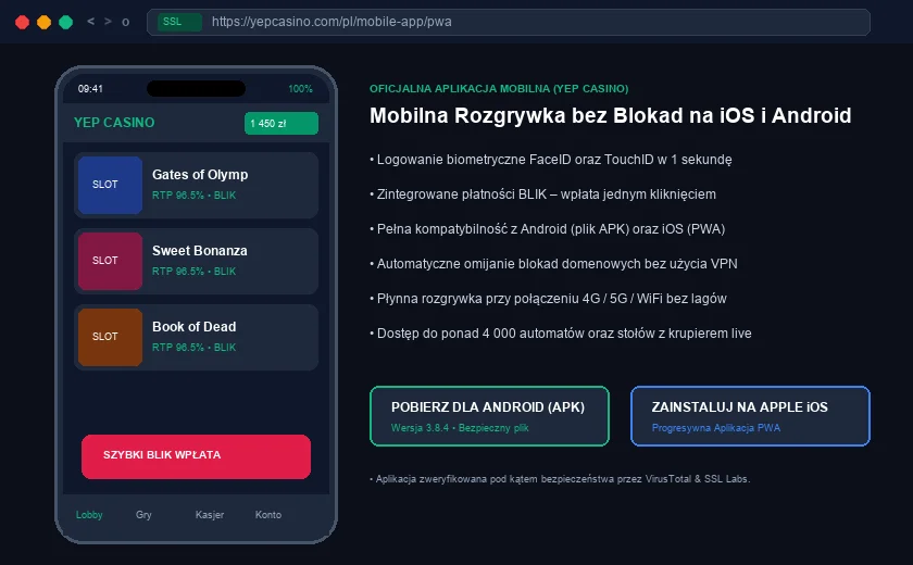 Yep Casino App :  biometria i bezpieczeństwo mobilne