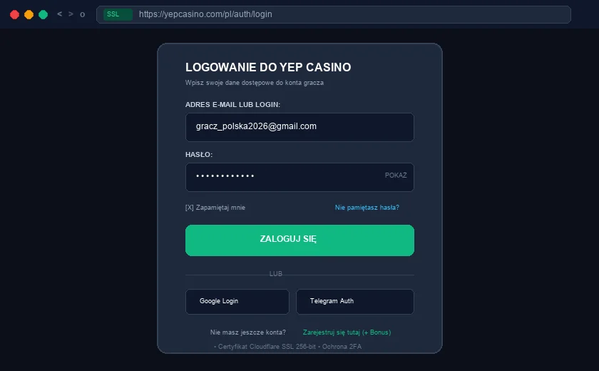 Yep Casino Login :  mobilna autoryzacja i logowanie biometryczne
